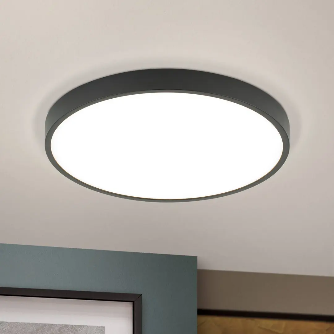Orion LED-Deckenleuchte Bully in Schwarz, 3.000 K, Ø28cm