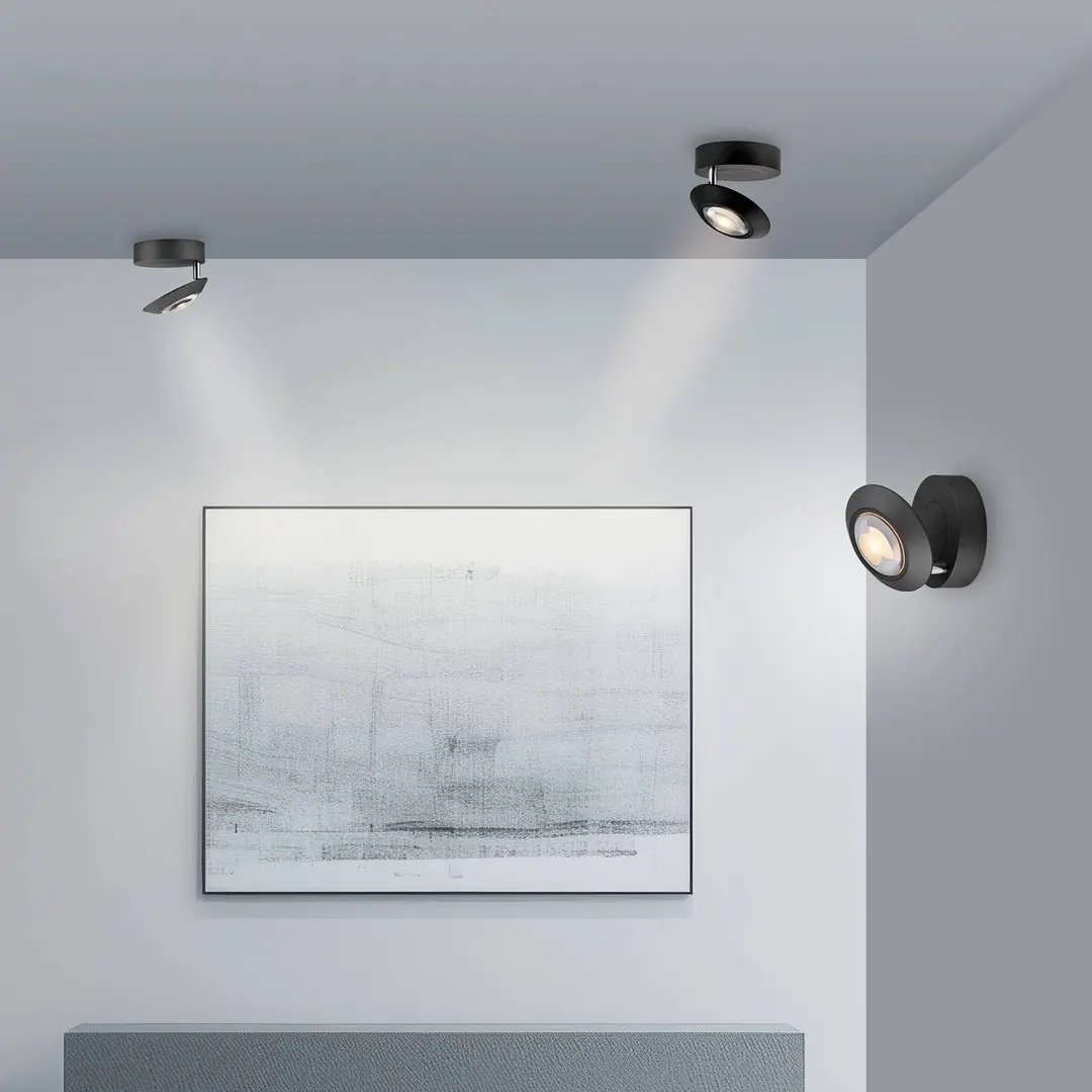 Pure LED-Deckenlampe PURE Oculis, schwarz, Ø 15 cm, Eisen/Glas