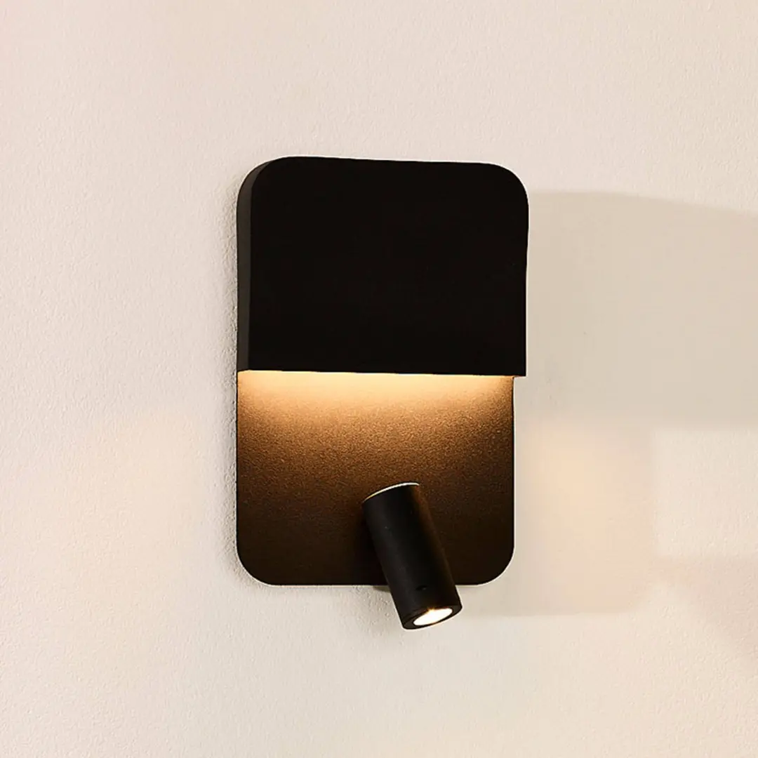 Lucide LED-Wandleuchte Boxer mit Spot, schwarz