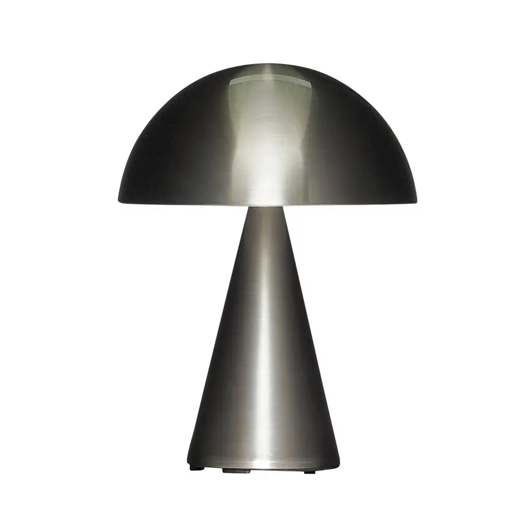 HÜBSCH LED-Akku-Tischleuchte Mush, nickel, IP44, dimmbar