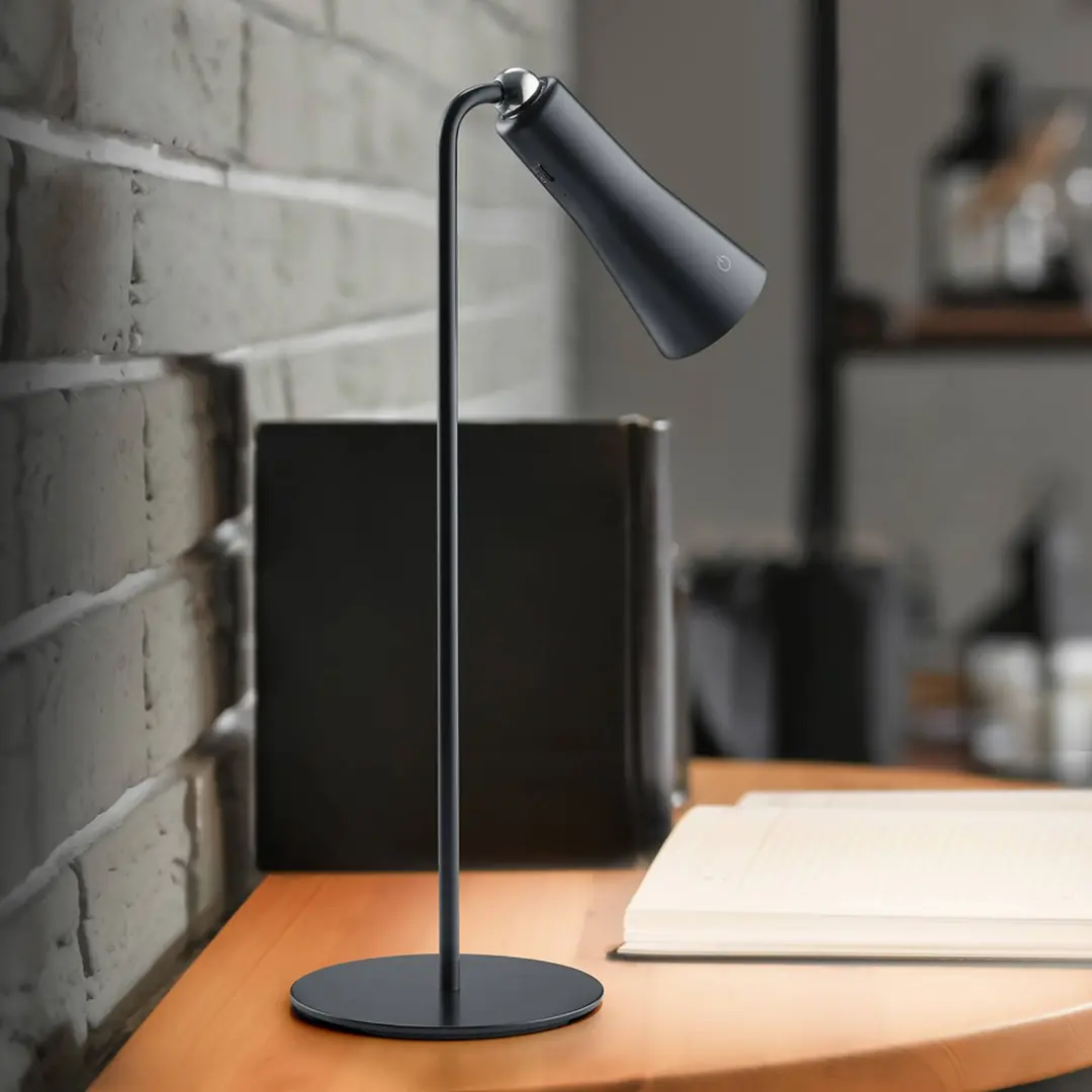 Reality Leuchten LED-Akkutischleuchte Maxi, schwarz, Metall, dimmbar, 36 cm