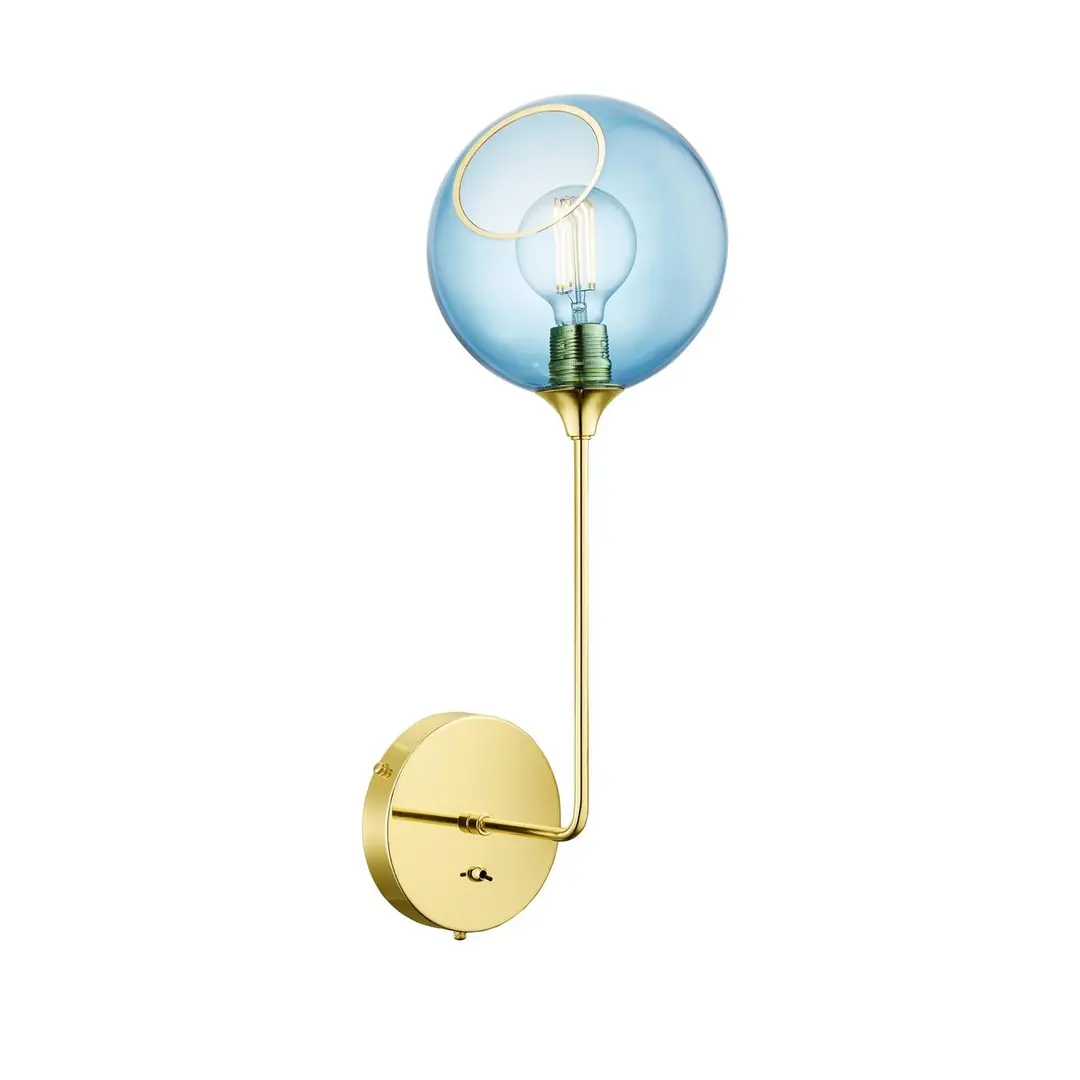 DESIGN BY US Wandleuchte Ballroom Long, blau, Glas, mundgeblasen