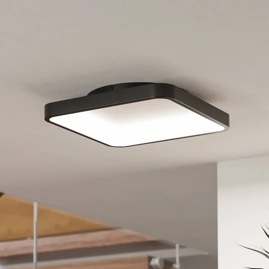 EGLO connect Smart-LED-Deckenlampe Loretello-Z,eckig,schwarz