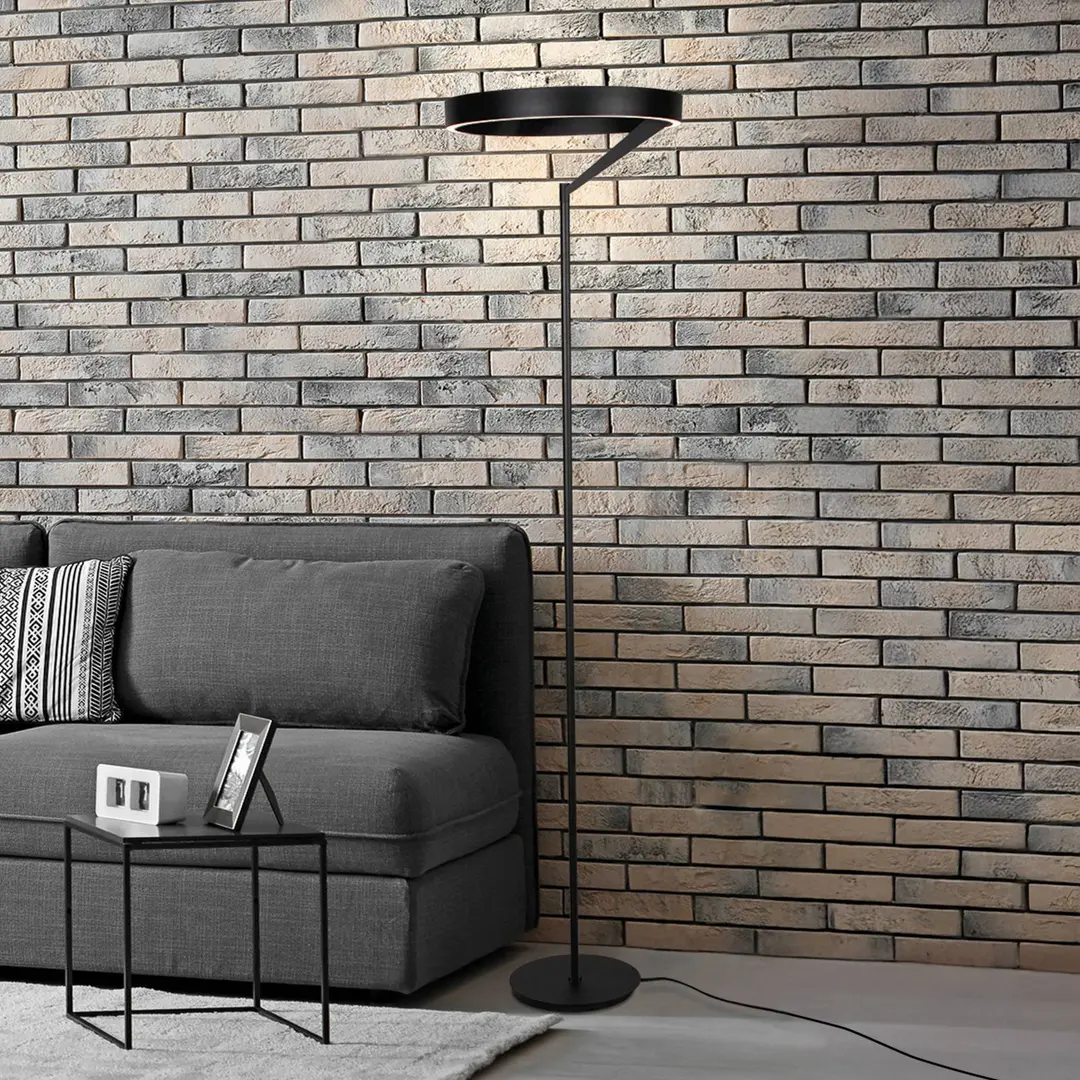 Steinhauer LED-Stehlampe Mykty, schwarz, Höhe 170 cm, Metall 2-flg. CCT