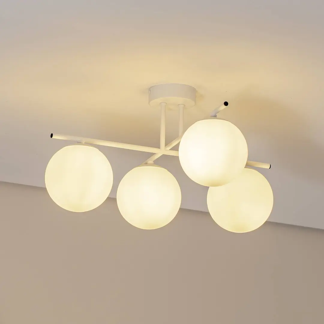 Domiluce Deckenleuchte Aurora, weiß, Ø 50 cm, 4-flammig, Glas, E14
