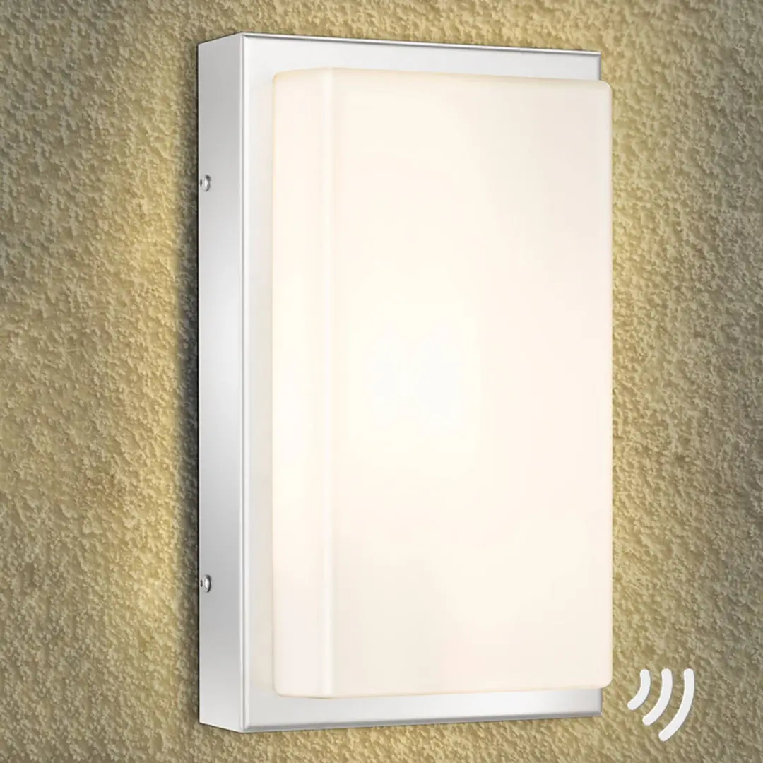 LCD LED-Außenwandleuchte Julea, Edelstahl, Glas, Bewegungsmelder