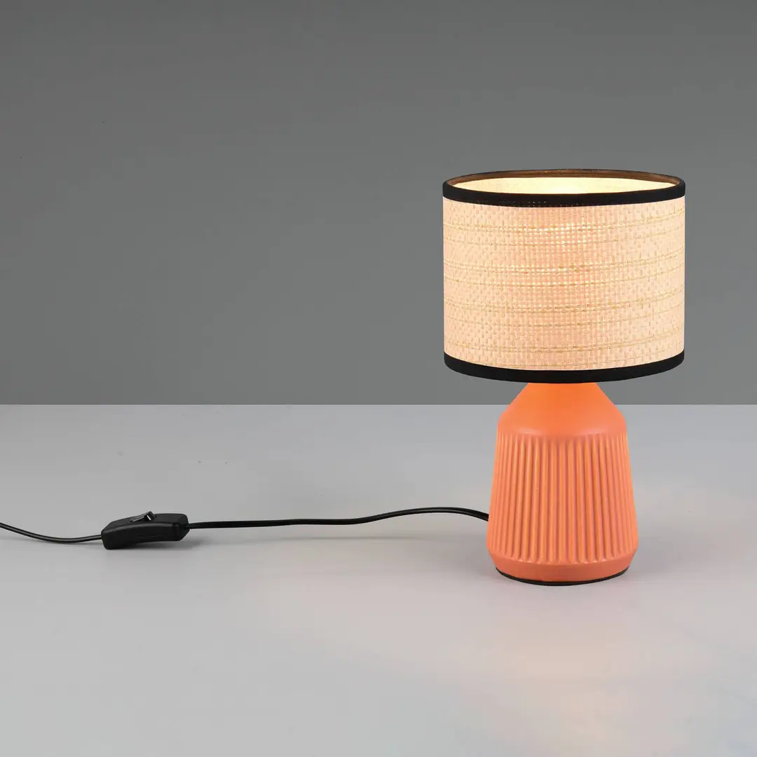 Reality Leuchten Tischlampe Formentera, terracotta/beige, 27cm Keramik/Papier