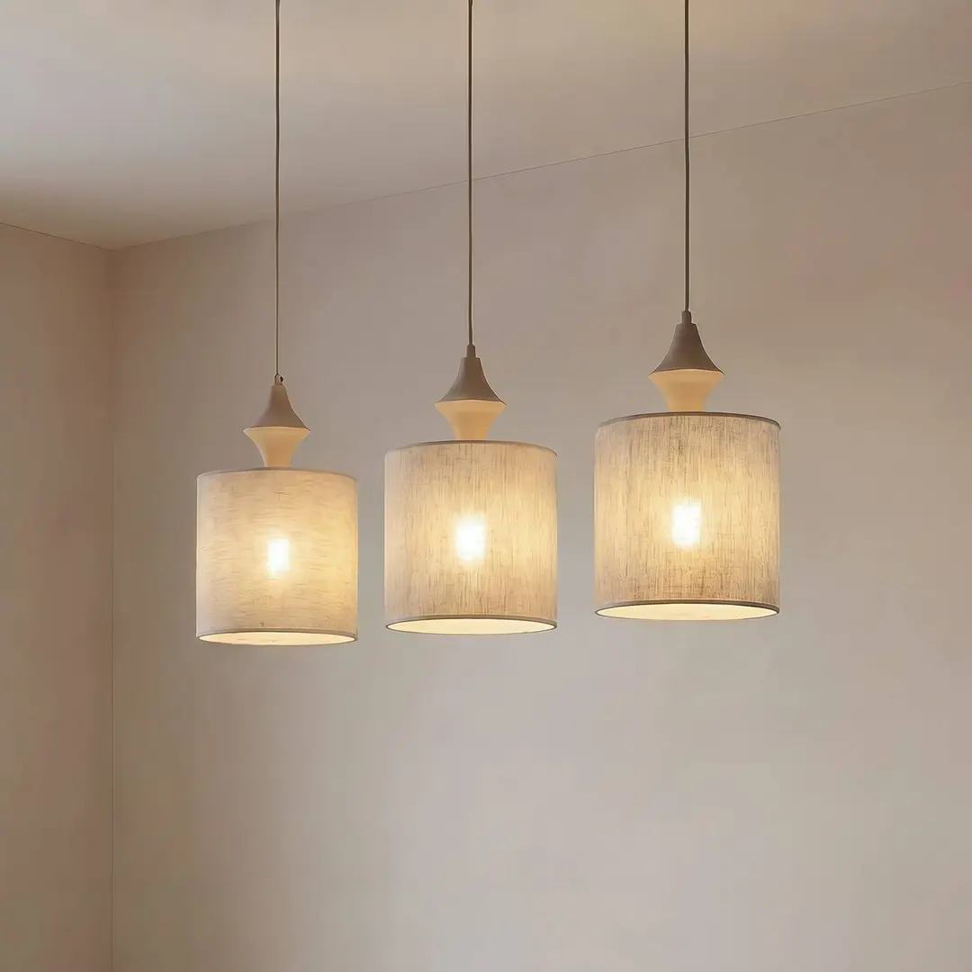 TK Lighting Hängeleuchte Amura, 3-flammig, 105 cm lang, beige/sand, E27