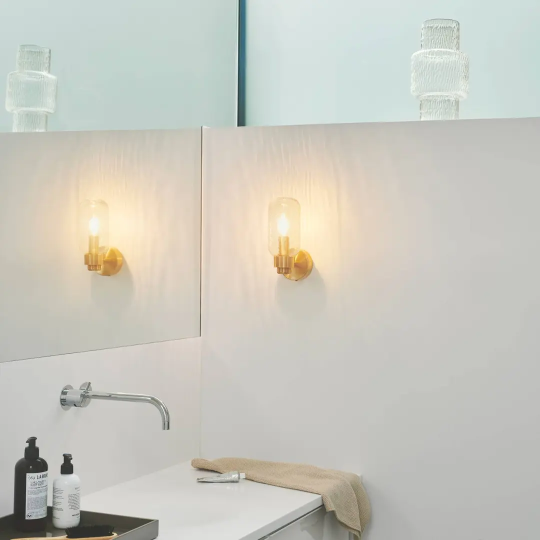 Nordlux Wandleuchte Tutan, Metall, Glas, IP44, messingfarben