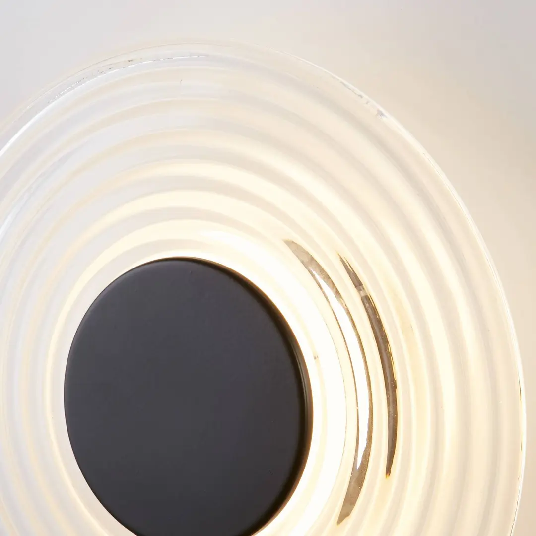 Searchlight LED-Wandlampe Cleo, transparent/schwarz matt, Ø 30 cm, Glas