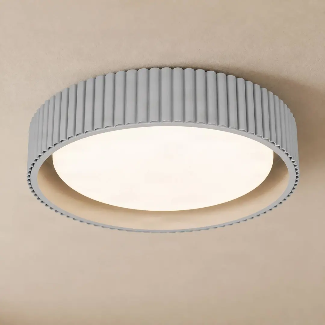 Lindby LED-Deckenleuchte Colbie, grau gerippt, Ø 46 cm, dim.