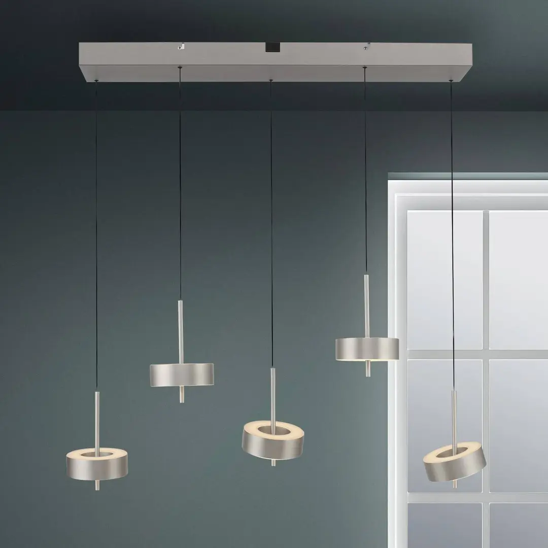 Q-Smart-Home Paul Neuhaus Smart-LED-Hängelampe Q-Rotate, aluminium 5-flg.