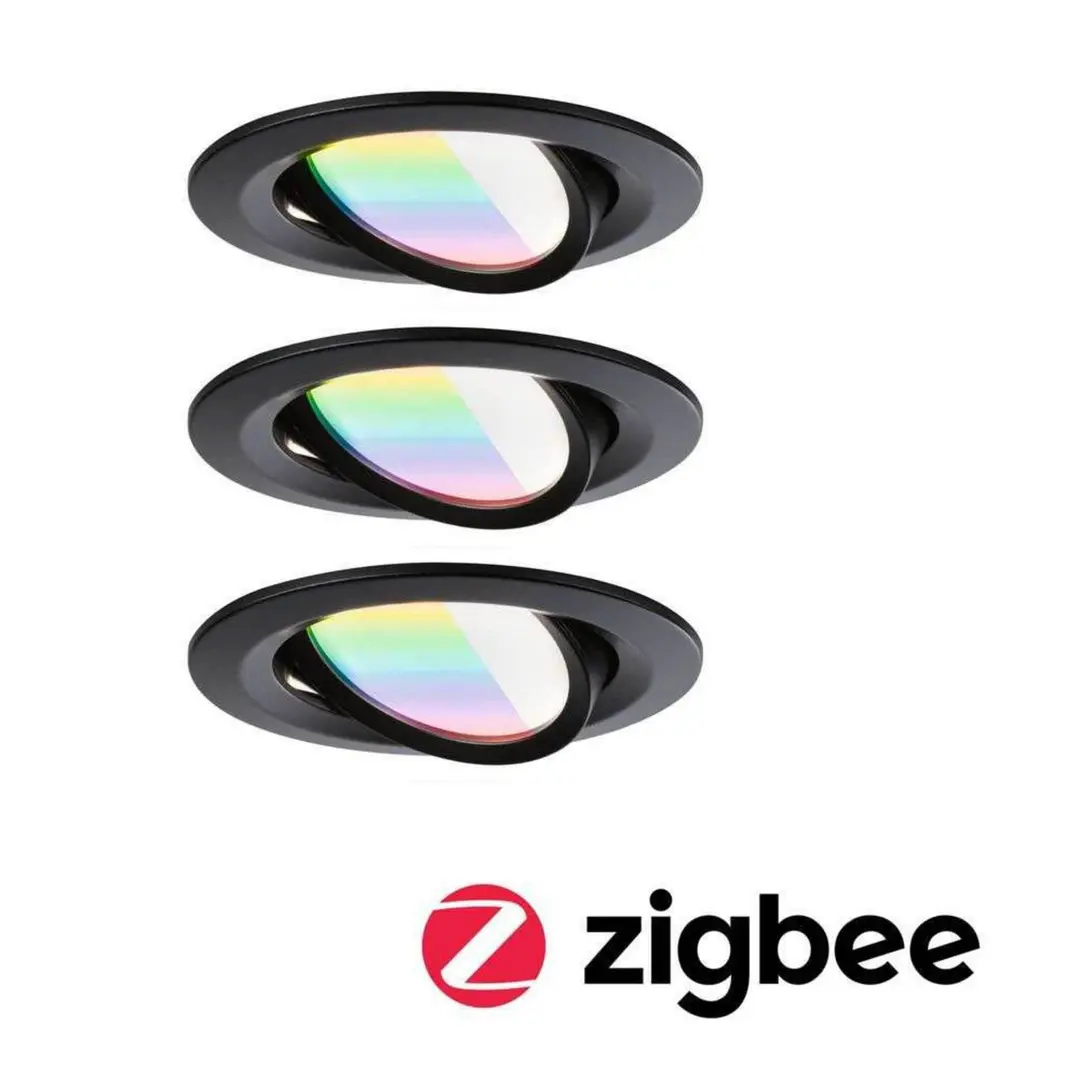 Paulmann LED-Einbau Nova Coin Smart schwarz RGBW 3er 8,4cm