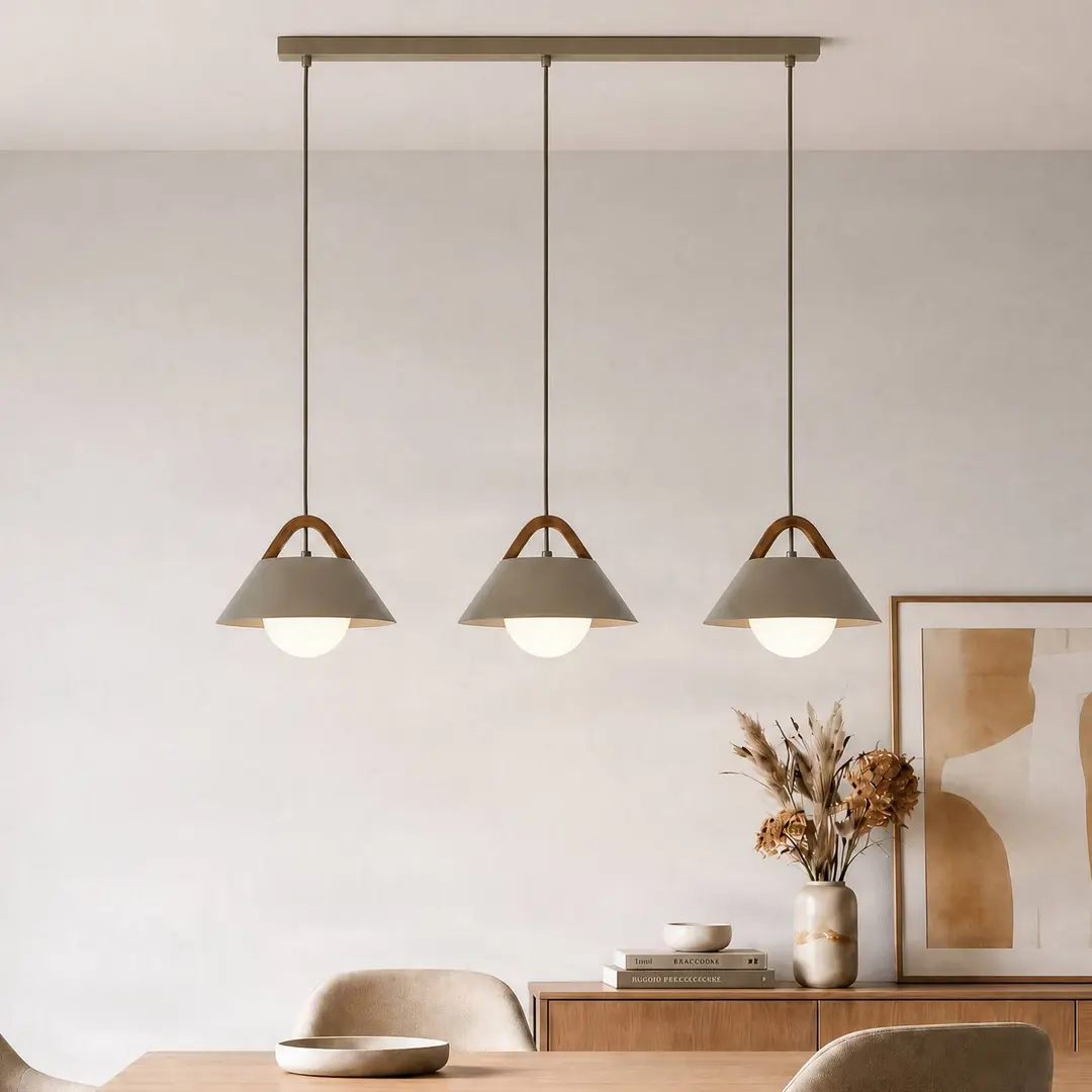Luminex Hängeleuchte Funda, beige, Länge 110 cm, 3-flg., Metall/Glas