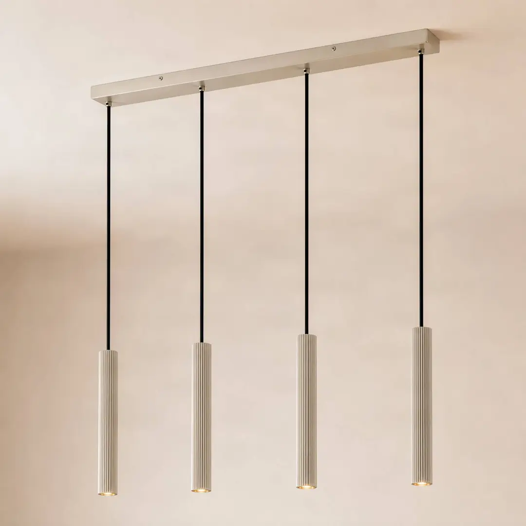 Lindby Hängeleuchte Kardis, 4-flammig, beige, Länge 70 cm