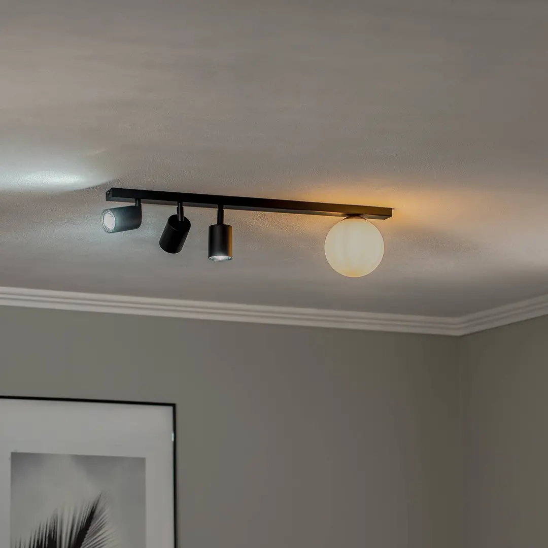 EMIBIG LIGHTING Deckenstrahler Baster 4, Stahl, vierflammig, 3 Spots, Kugel