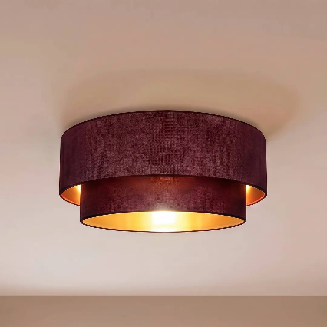 Duolla Deckenlampe Boho, dunkelrot/gold, Ø 60 cm, Textil, E27
