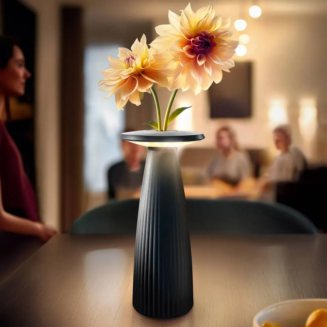 Sigor LED-Akku-Tischlampe Nuflair, schwarz, IP54, dimmbar, 24 cm