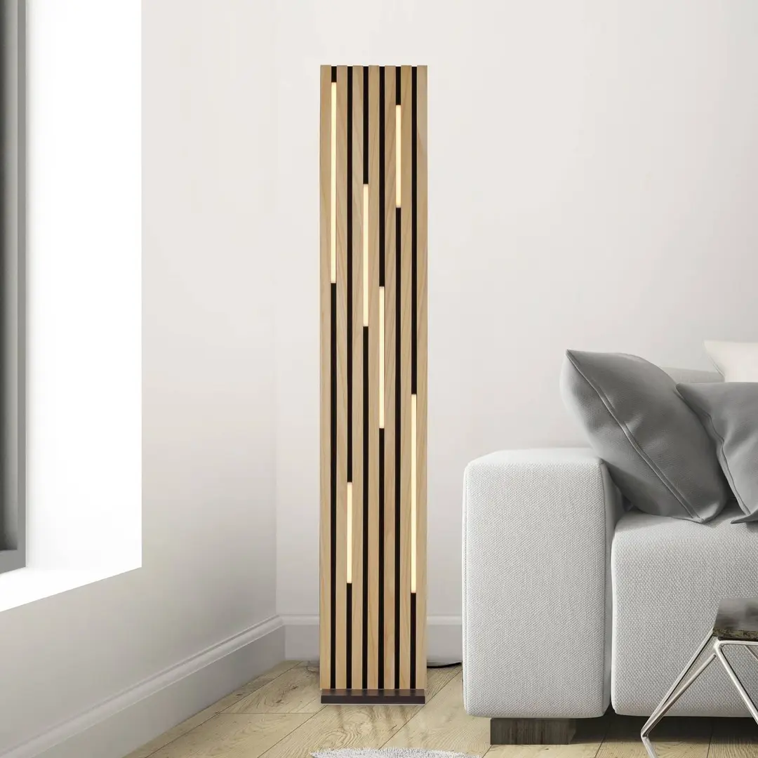 Q-Smart-Home Paul Neuhaus Smart-LED-Stehlampe Q-Akustik Holz Höhe 162 cm
