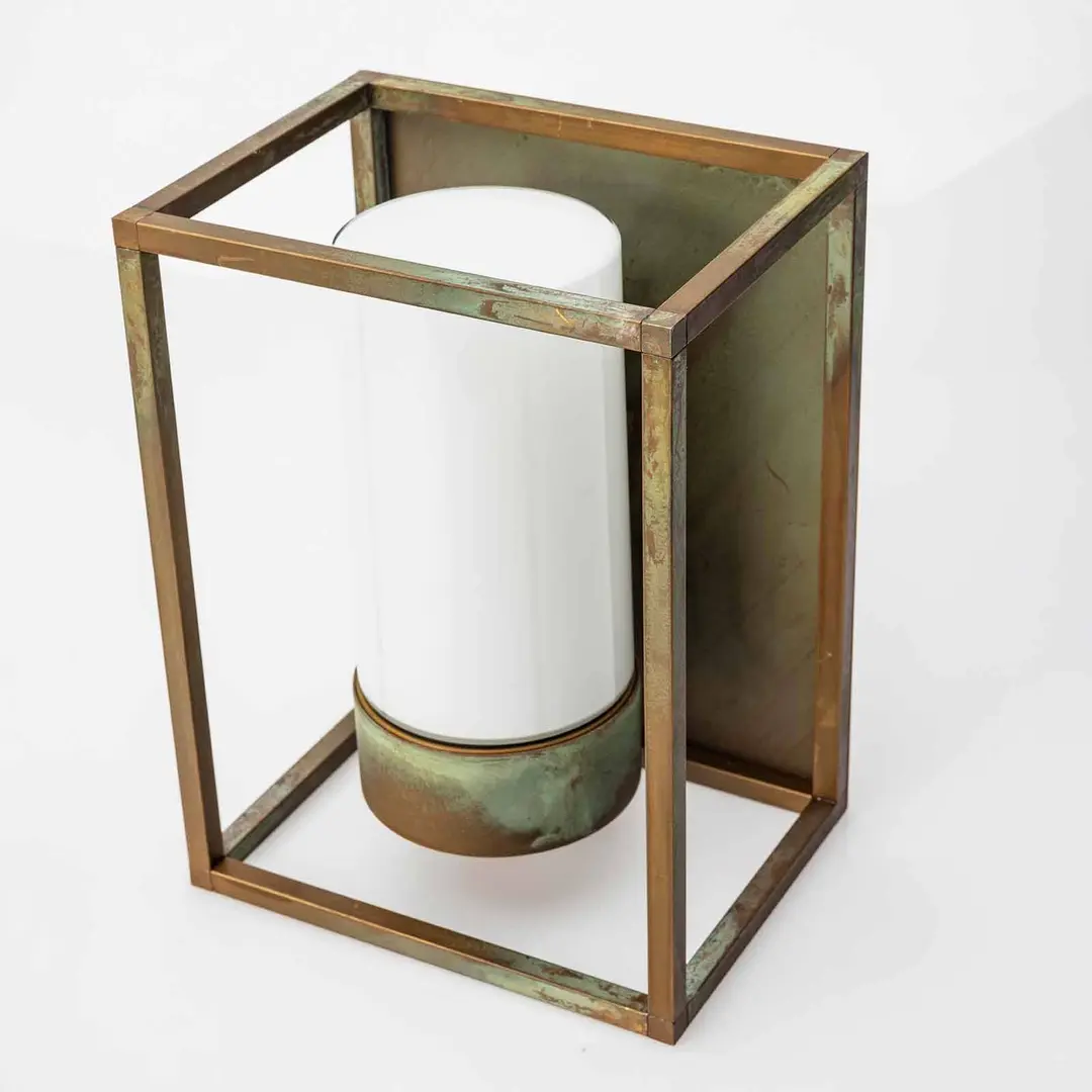 Moretti Luce Außenwandleuchte Cubic³ 3366 messing antik/opal