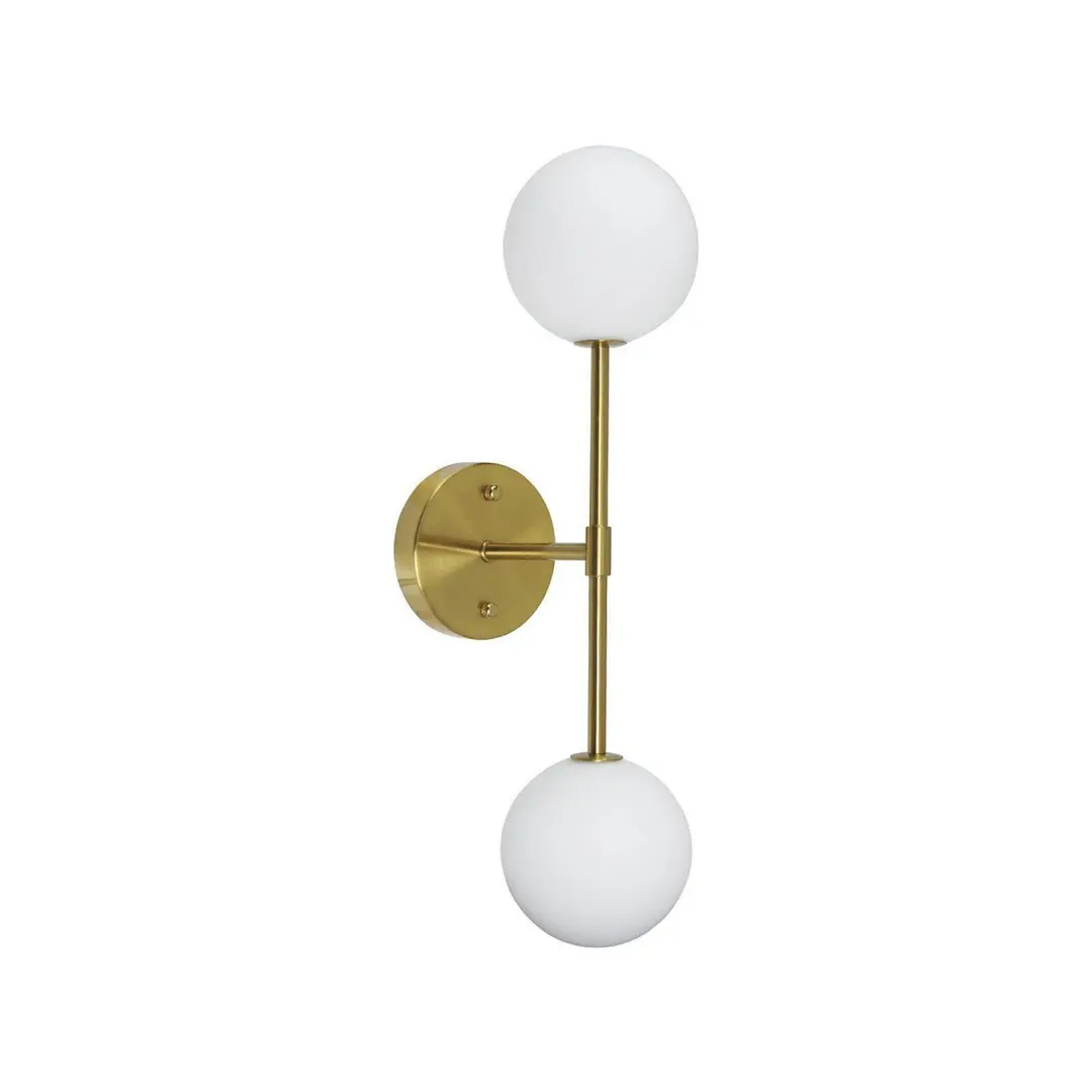 PR Home Wandleuchte Sigma D, gold/opal, 2-flammig 49 cm Glas