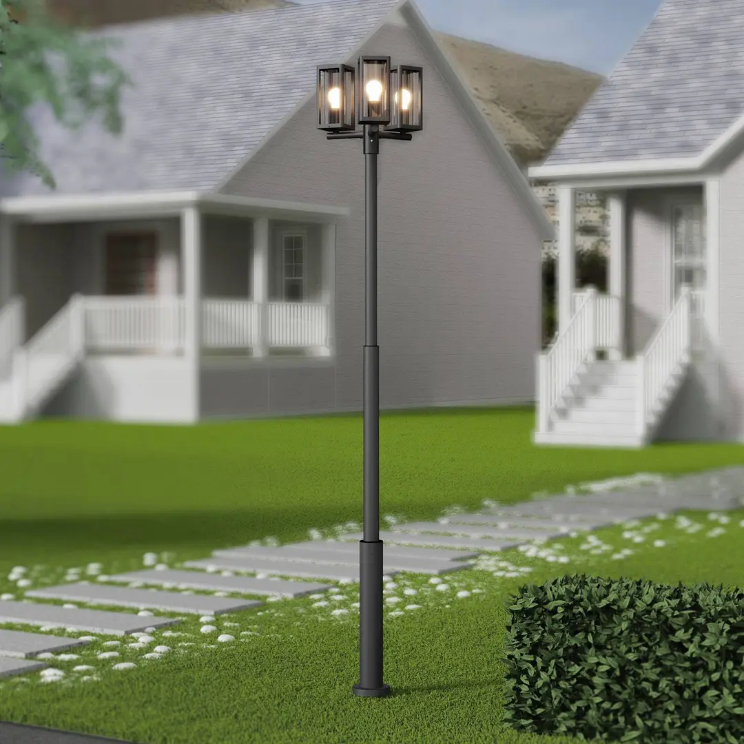 Lucande Außenlampe Siveta, 240cm, 3-flg., schwarz, E27, IP65
