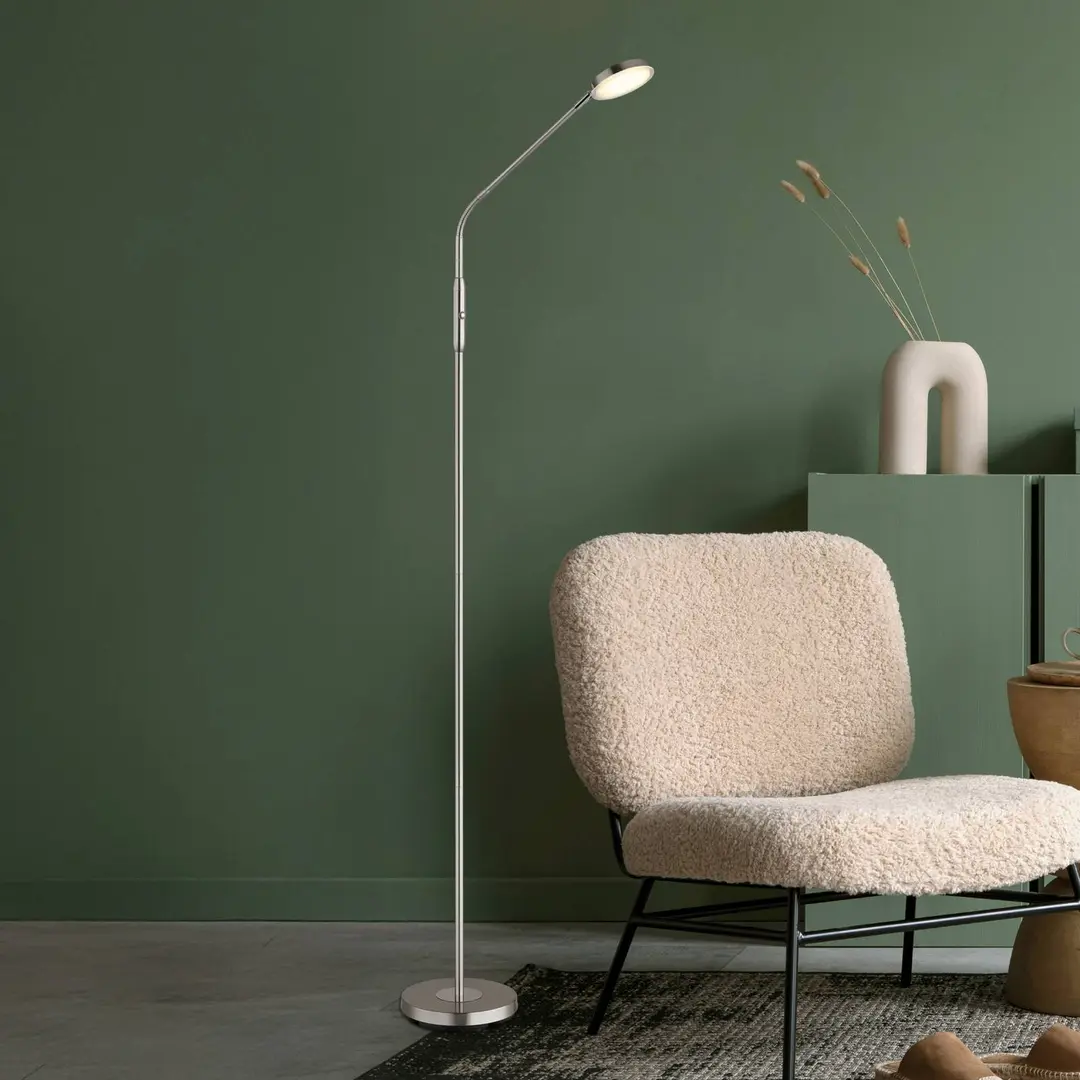 Globo LED-Stehleuchte Silvio, nickelfarben, CCT, dimmbar, 173 cm