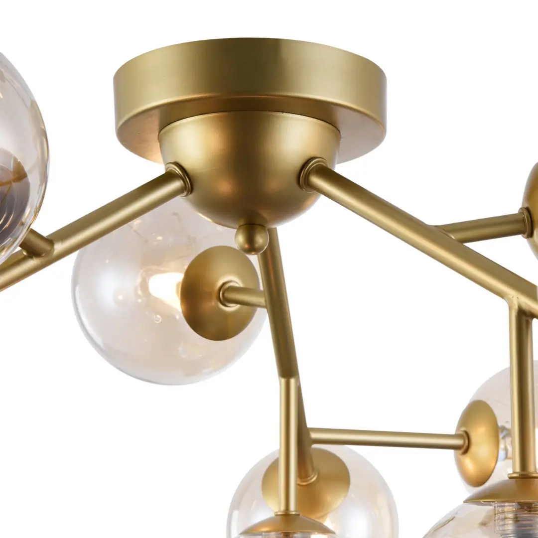 Maytoni Deckenleuchte Dallas mit 12 Glaskugeln, gold