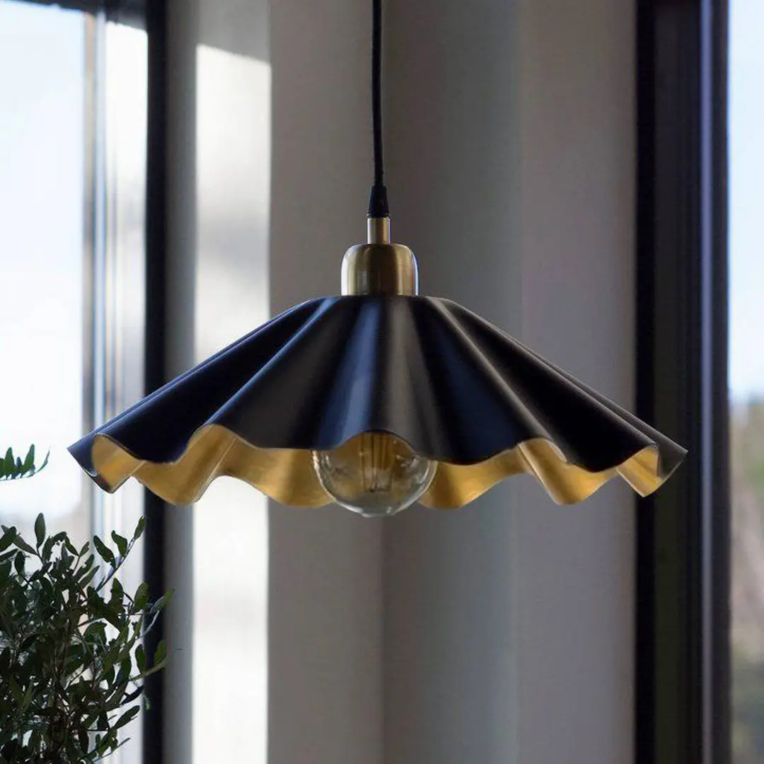 PR Home Hängeleuchte Aira, schwarz/messing, Ø 51 cm, Eisen, E27