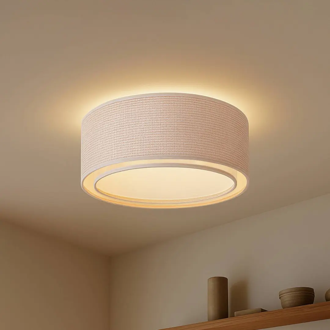 Lindby Deckenleuchte Soula, Ø 60 cm, beige, Kunststoff, E27