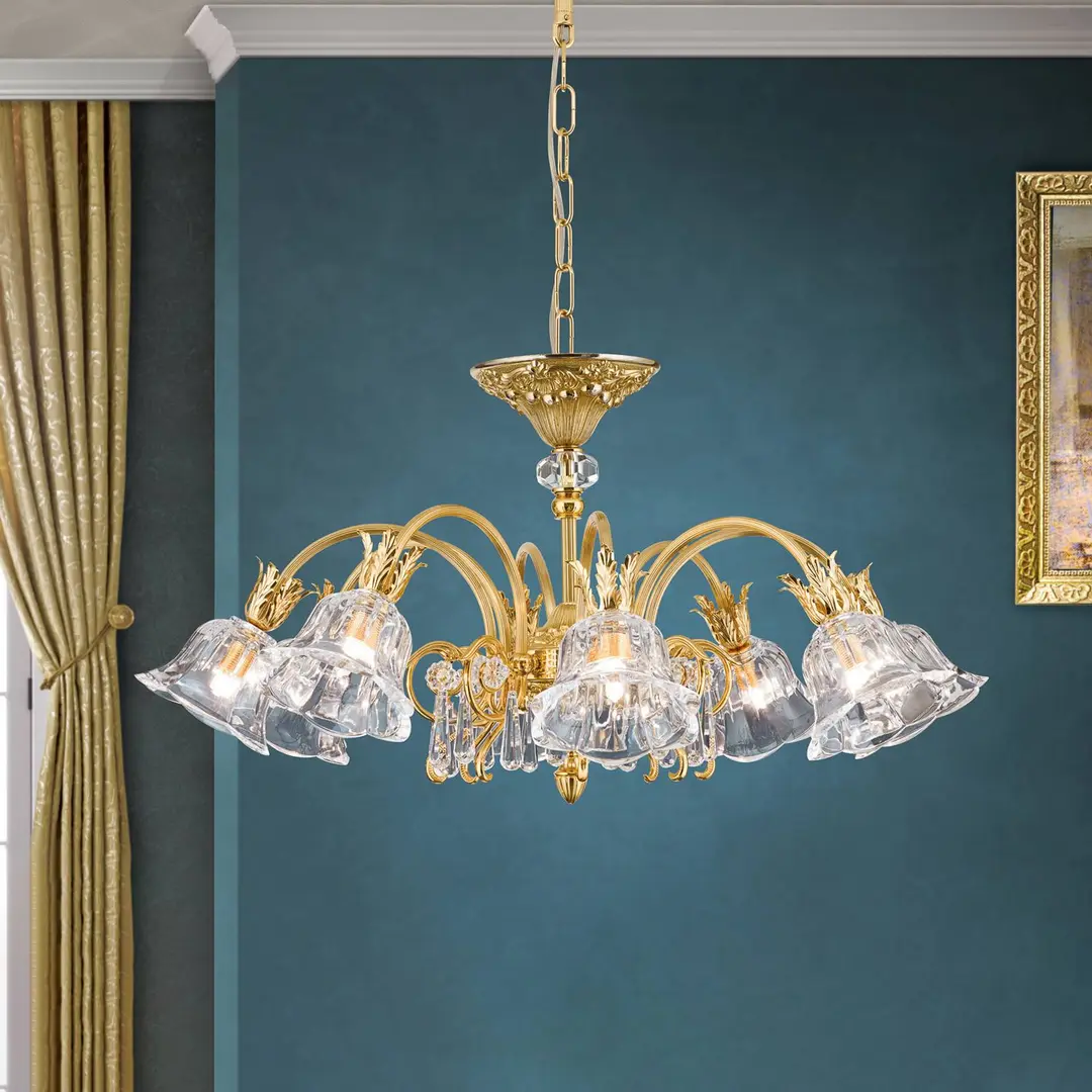Orion Hängeleuchte La Boheme, gold, 8-flammig, Kristallglas
