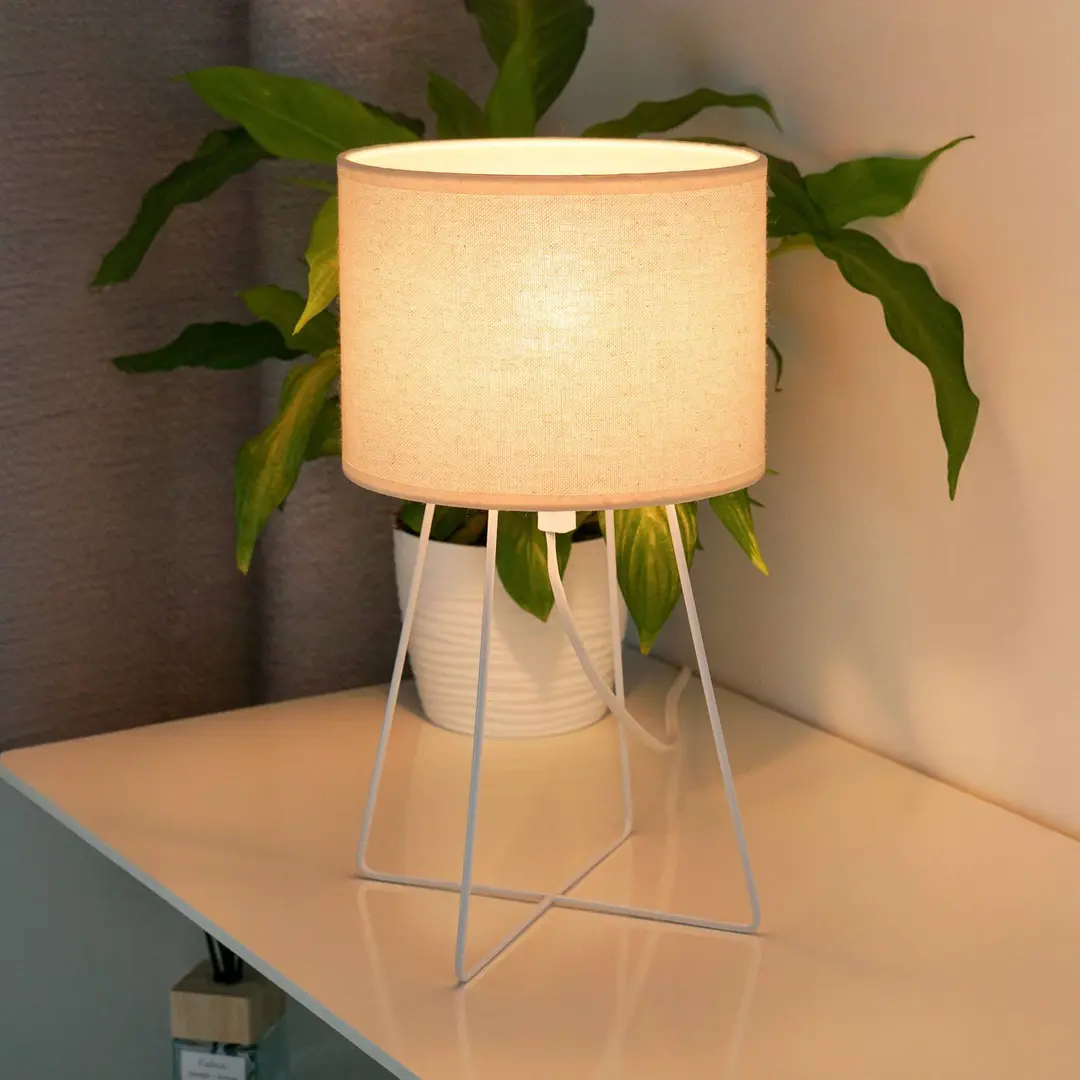 Duolla Tischleuchte Trixi mit Drahtgestell weiß/beige, Stoff, E14