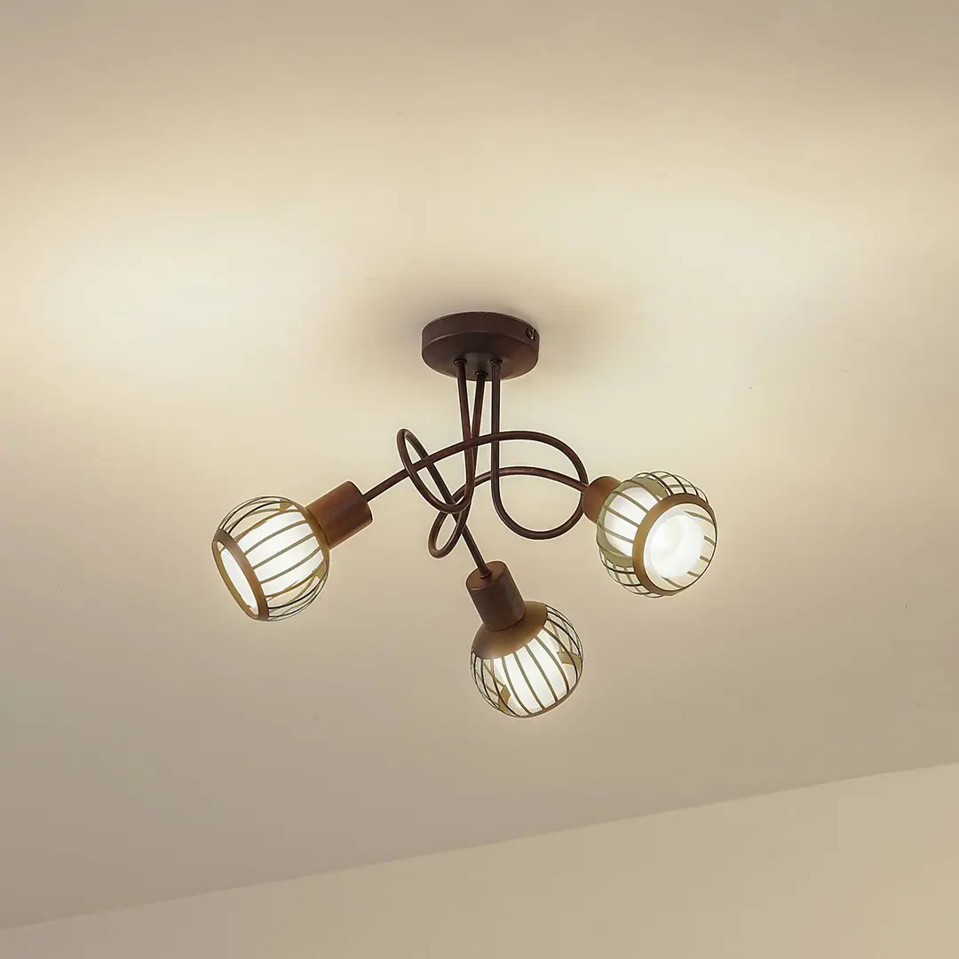 Lindby Deckenleuchte Solm, rost, Eisen, 3-flammig