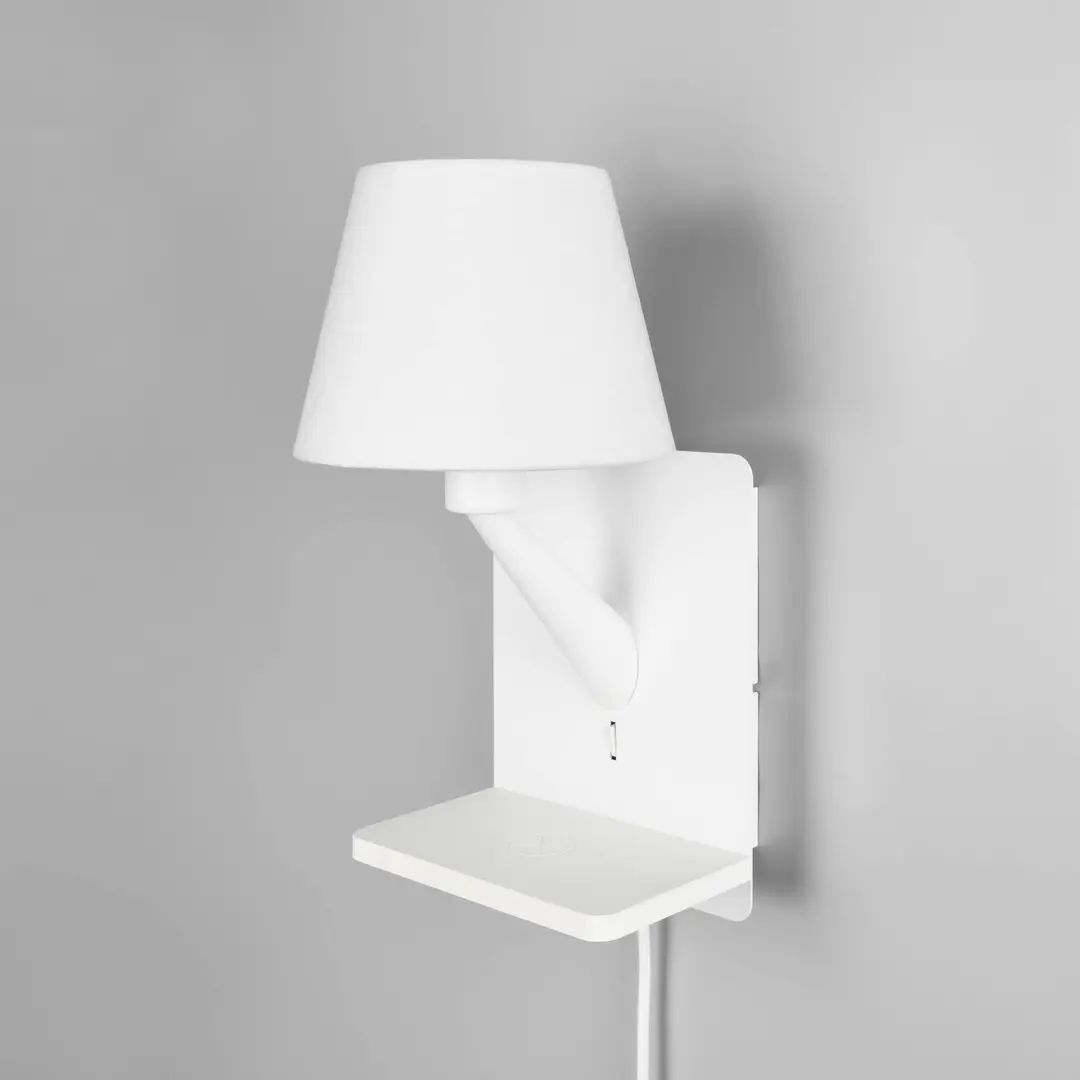 Trio Lighting Wandleuchte Comfort, weiß matt, Metall, Stecker, E14