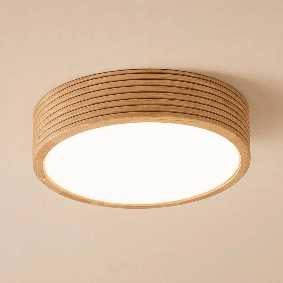 Lamkur Deckenleuchte Oro, Eichenholz/Glas, Ø 38 cm, E27