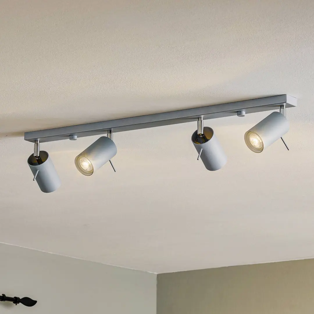 SOLLUX LIGHTING Deckenstrahler Round, grau, vierflammig linear