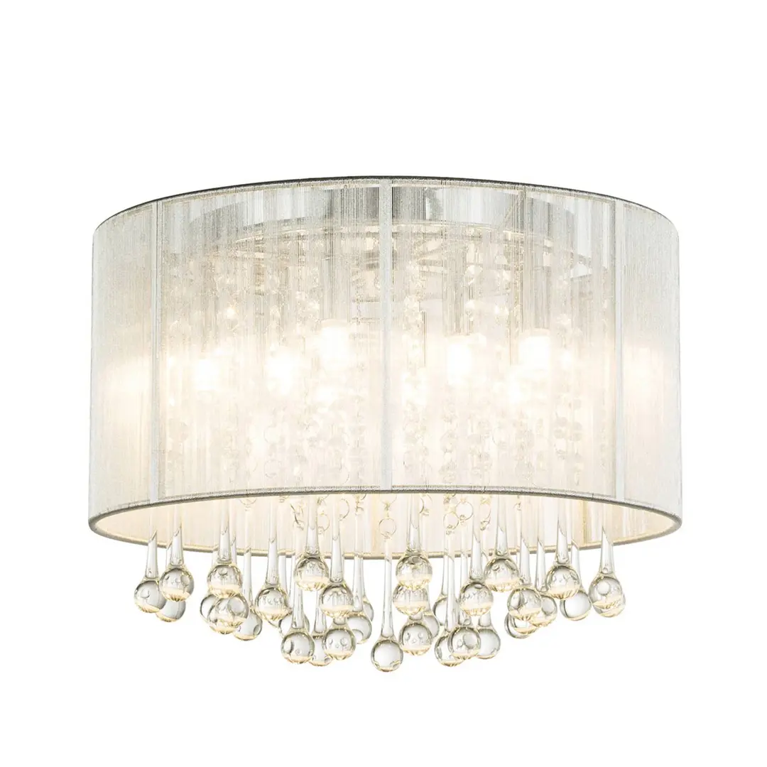 Globo Silberne LED-Deckenleuchte Sierra mit Behang