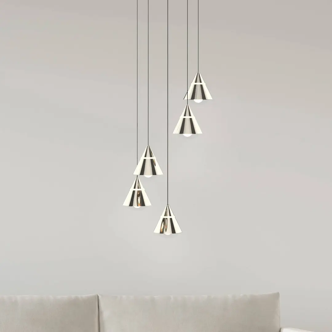 Trio Lighting LED-Hängelampe Romeo, Ø 28 cm, nickelfarben, Metall, 5-flg.