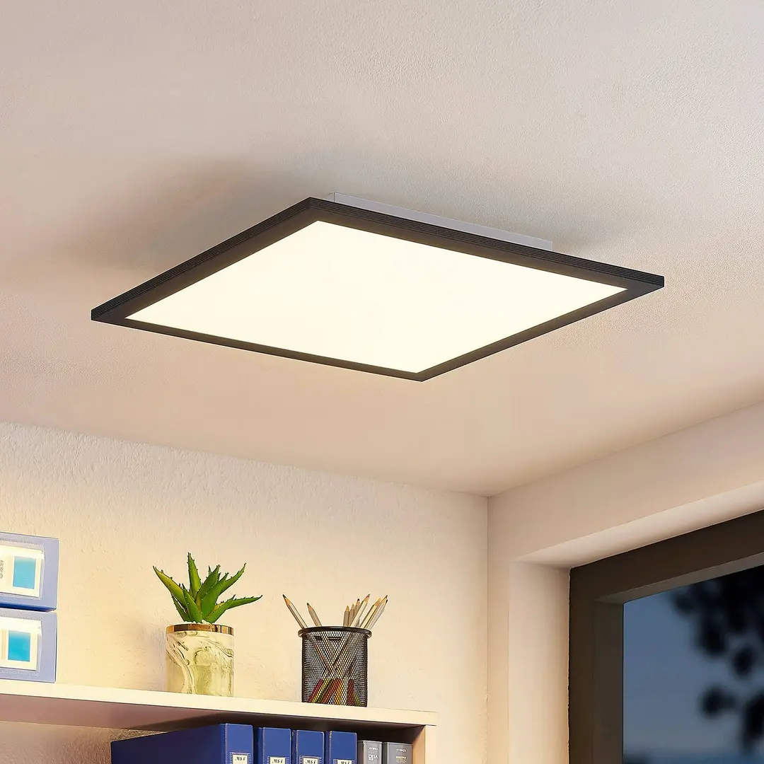 Lindby LED-Panel Nelios, 40 x 40 cm, CCT, schwarz, Metall