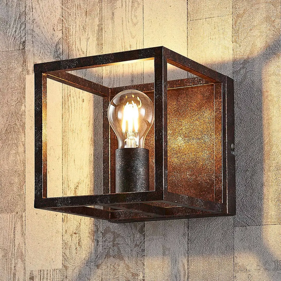 Lindby Wandlampe Emin, Breite 18 cm, rostfarben, Metall