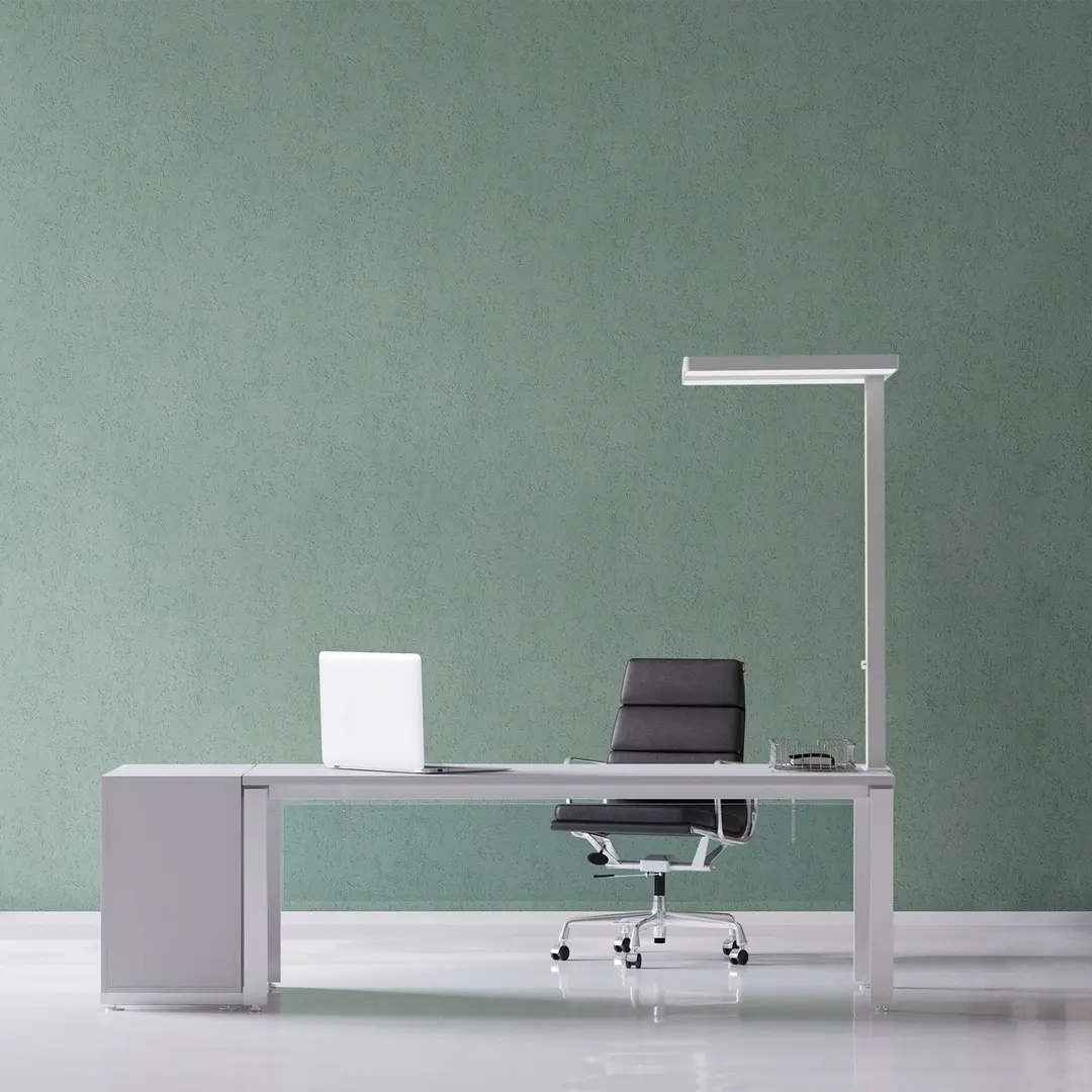 Maul LED-Tischleuchte MAULjaval, silber, 120 cm, dim, Klemfuß