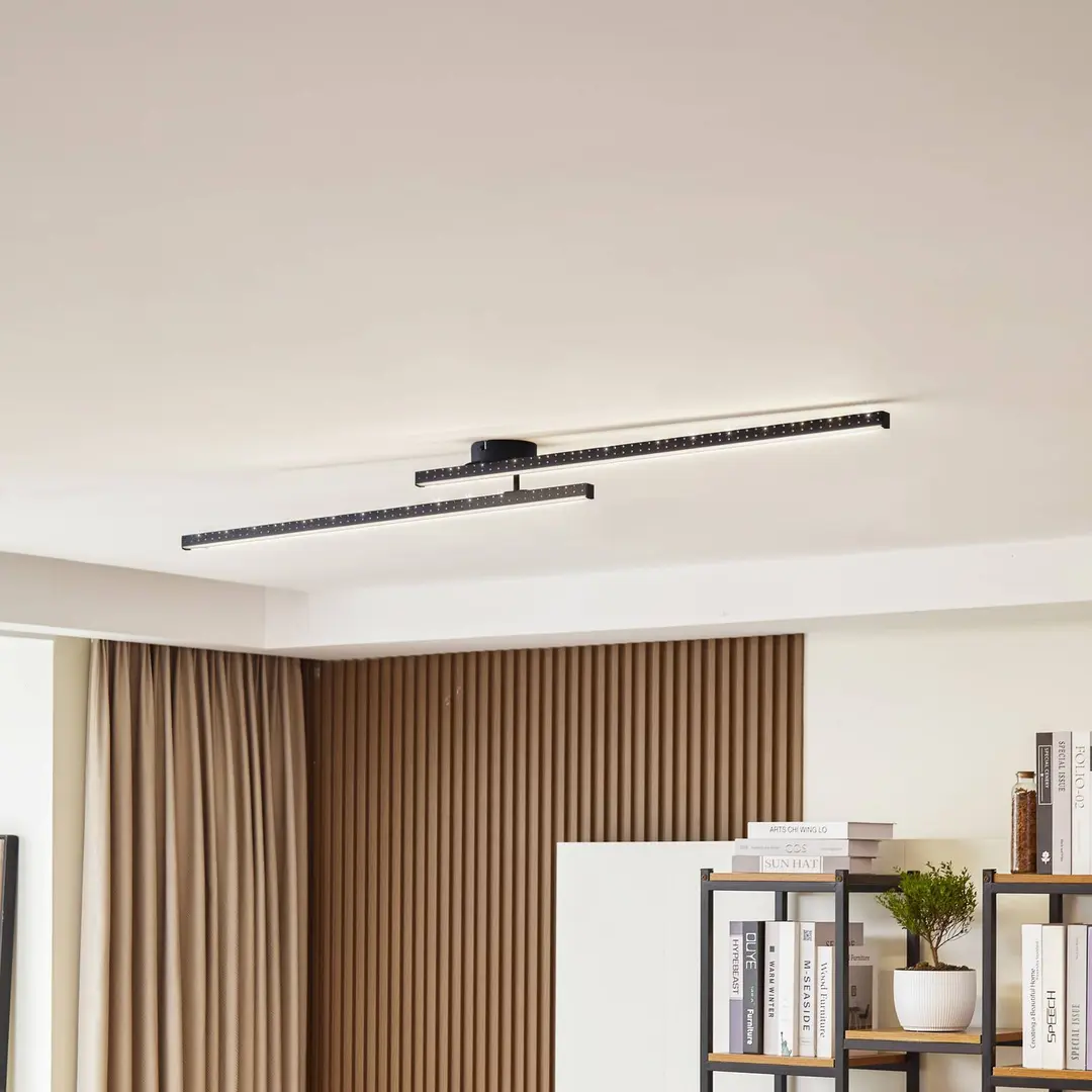 Lindby LED-Deckenleuchte Aurendor, 135 cm, schwarz, Metall