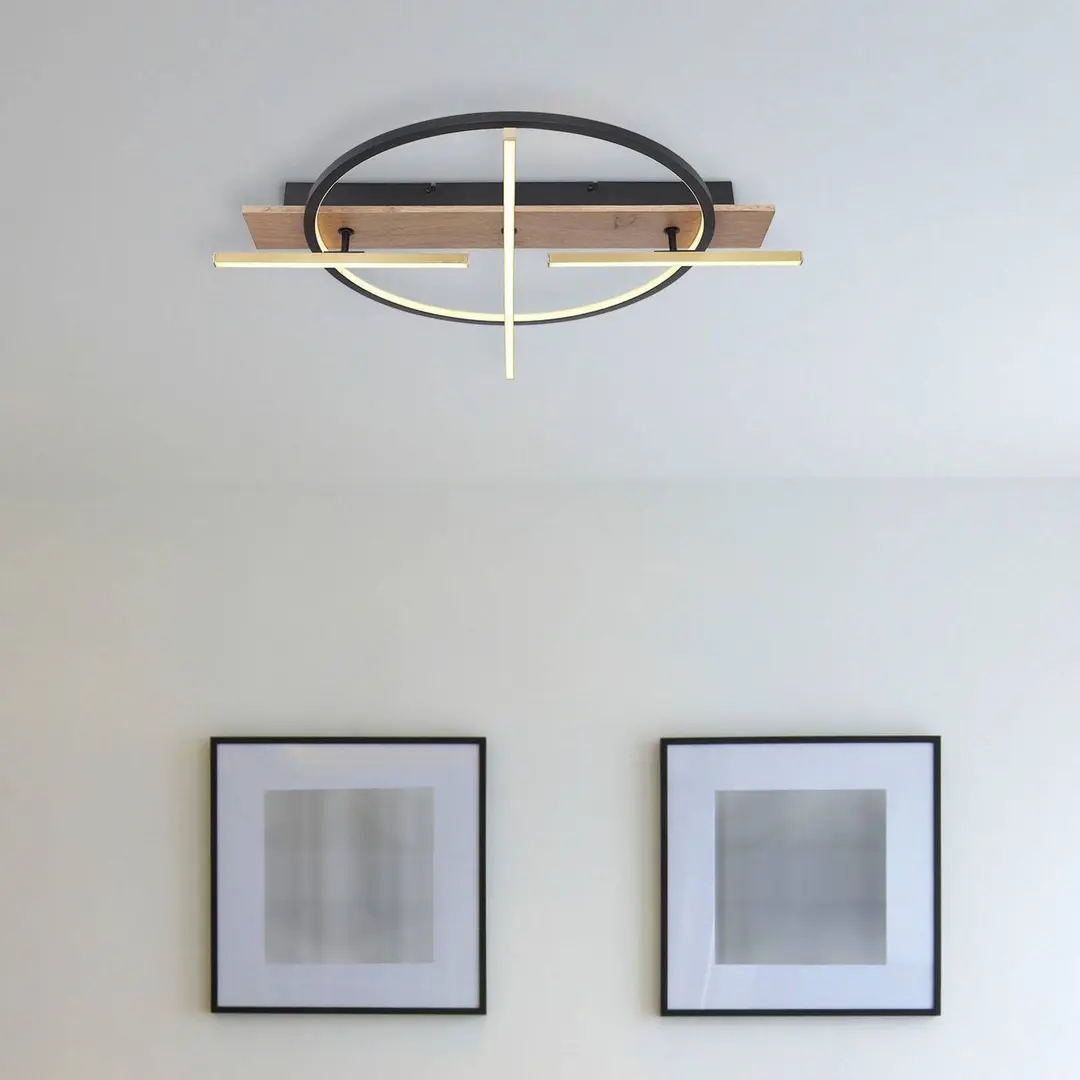 Globo LED-Deckenleuchte Beatrix, Länge 44 cm, holz/schwarz, Holz