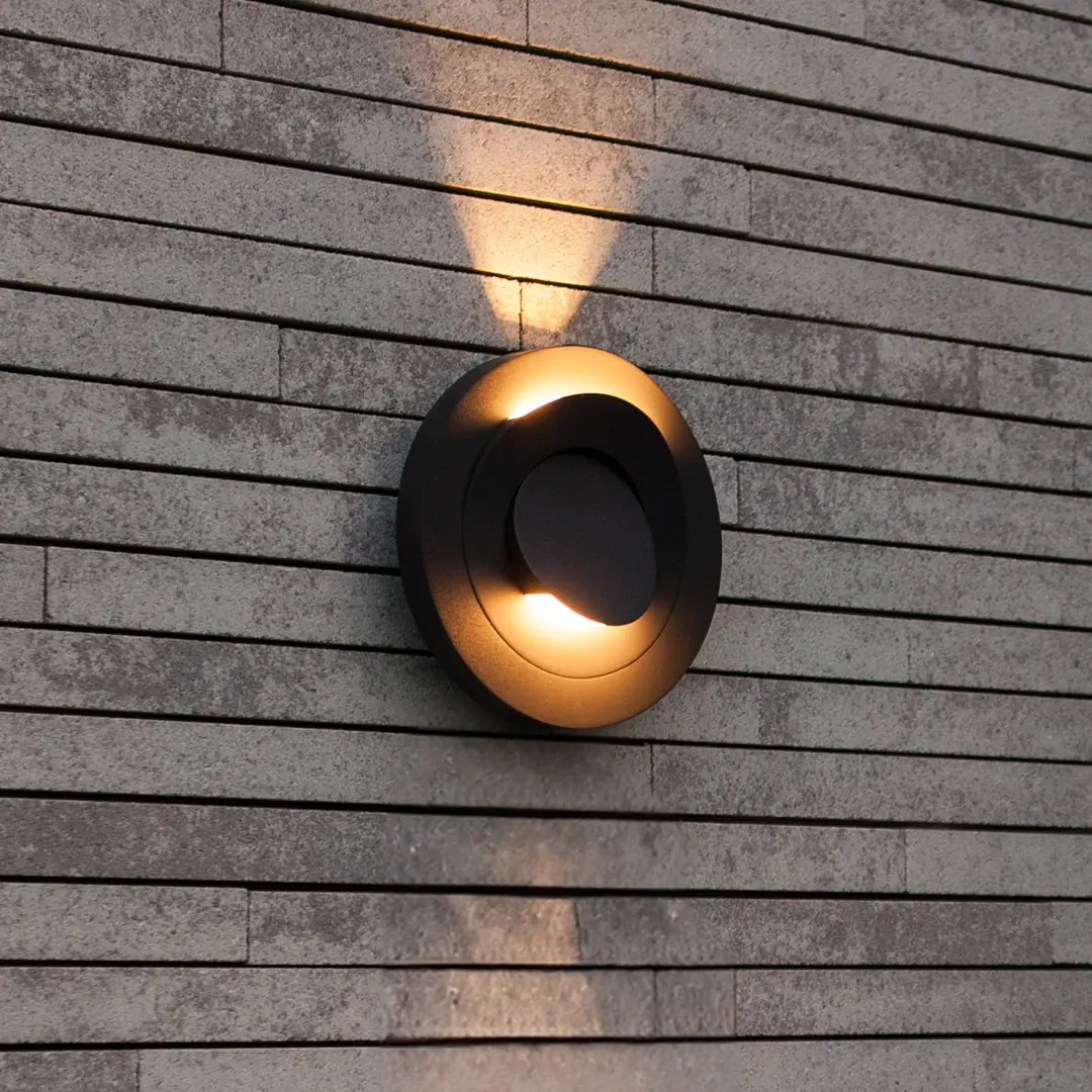 Lutec LED-Außenwandleuchte MOOV, dunkelgrau, Ø 21 cm, Metall, IP54