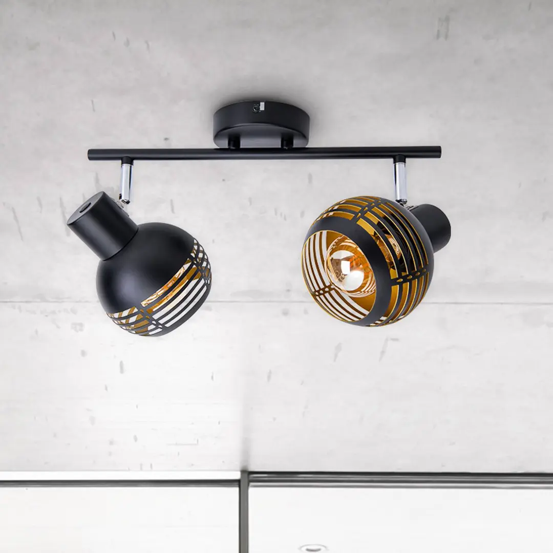Naeve Leuchten Deckenleuchte Casco, zweiflammig, schwarz