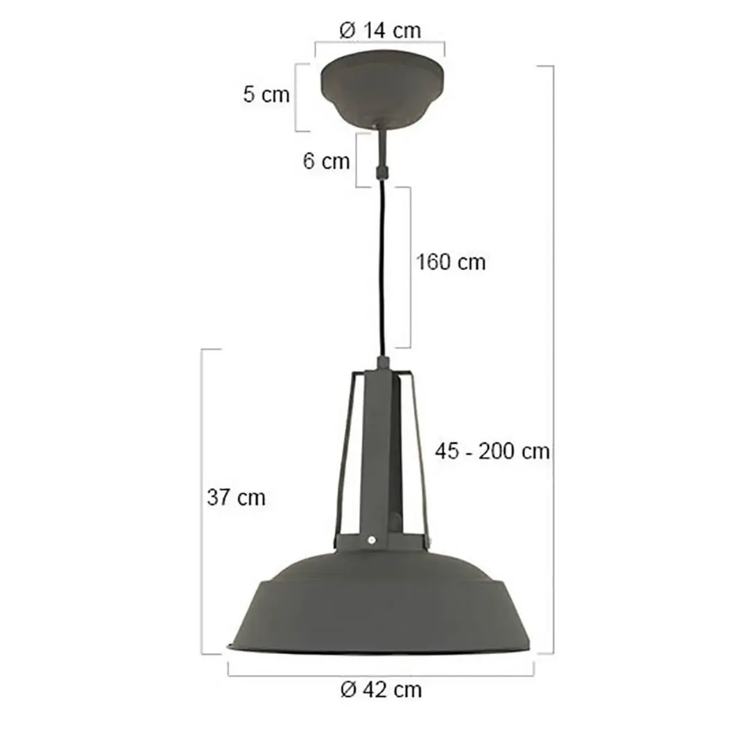 Steinhauer Hängeleuchte Eden, grau, Metall, E27-Fassung