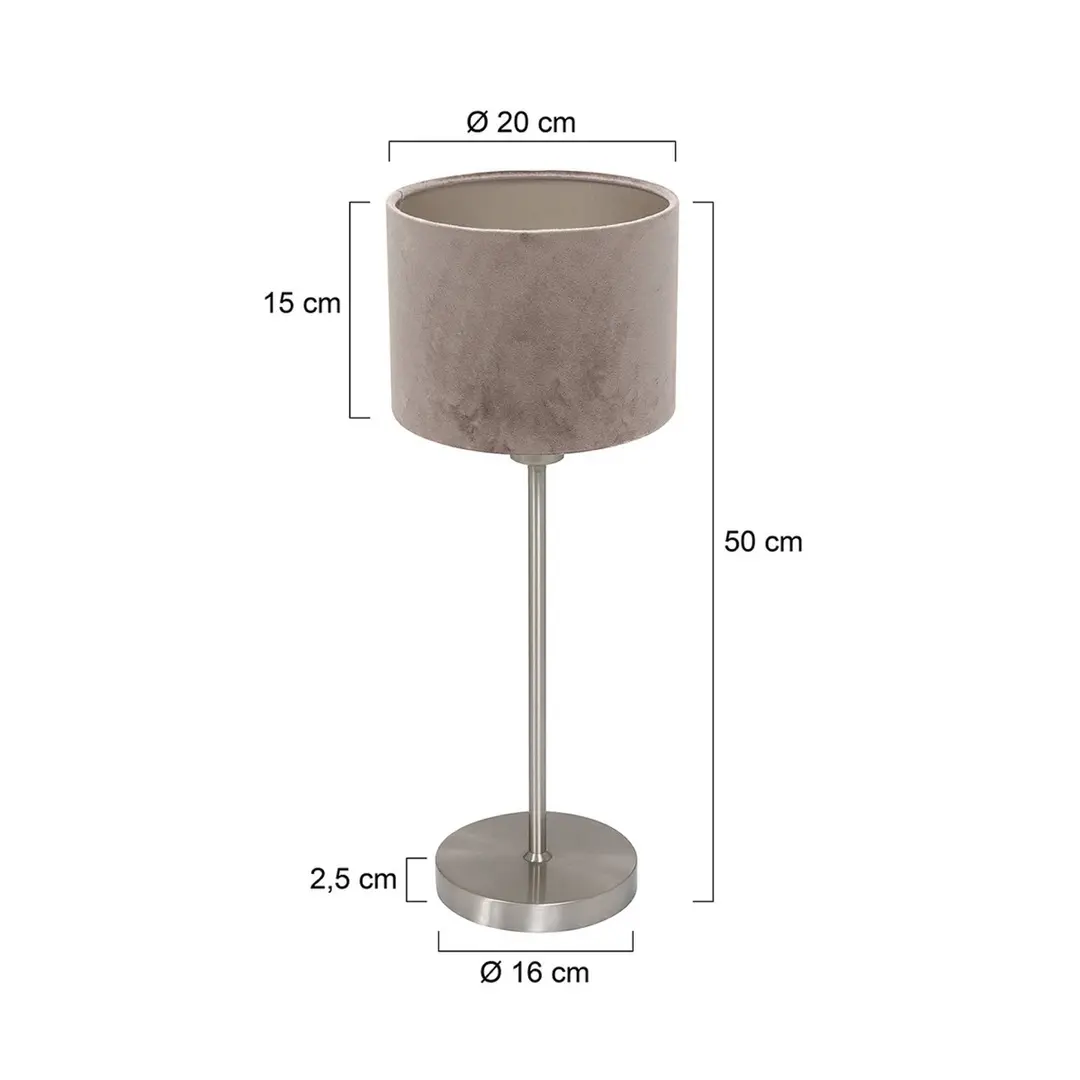 Mexlite Tischleuchte Noor, stahl/Velours silber, Höhe 50 cm, E27