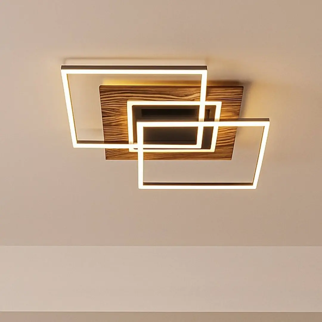 Elobra LED-Deckenleuchte Atacama M Plus, eiche/schwarz, Holz, RGBW