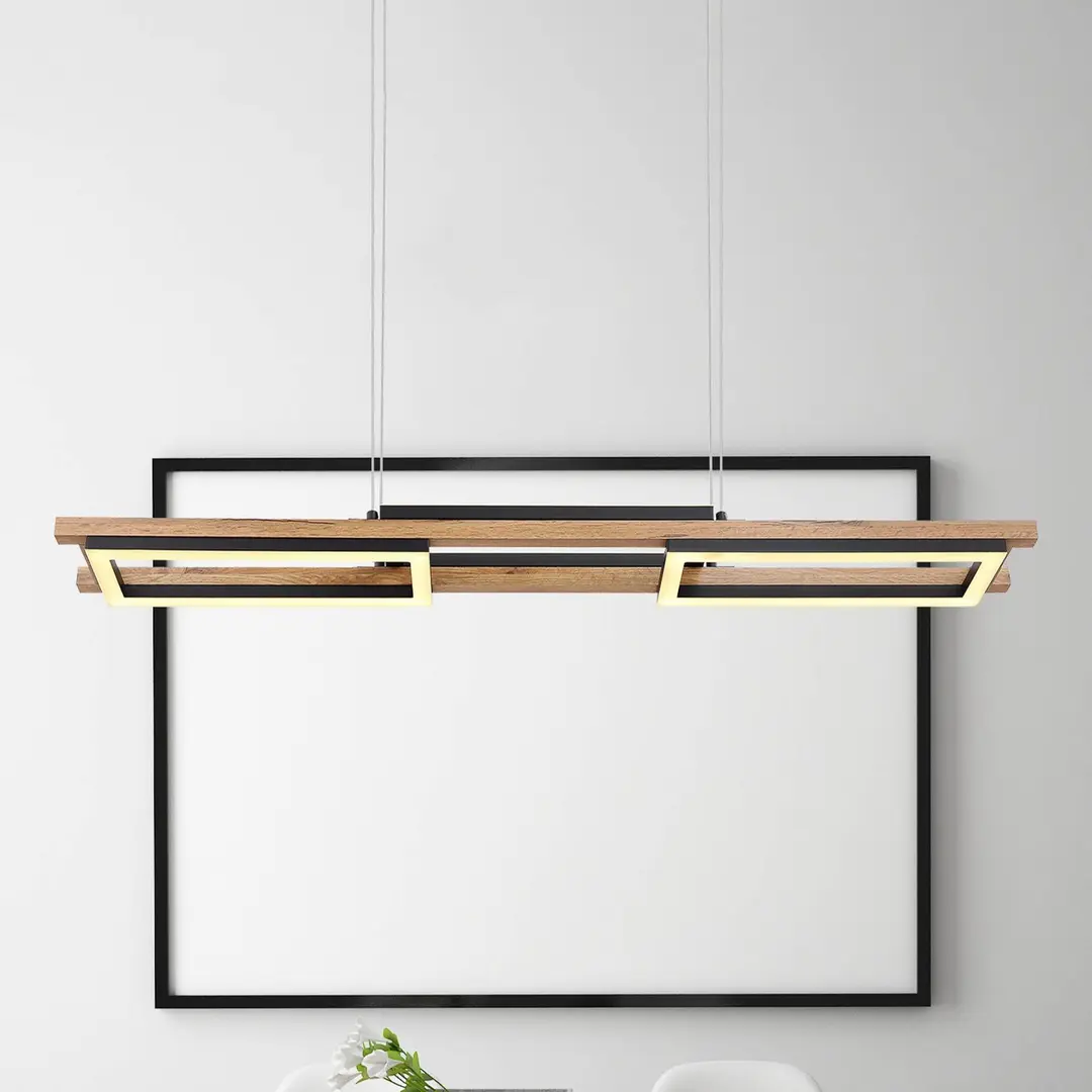 Globo LED-Pendelleuchte Illa in Holzdesign