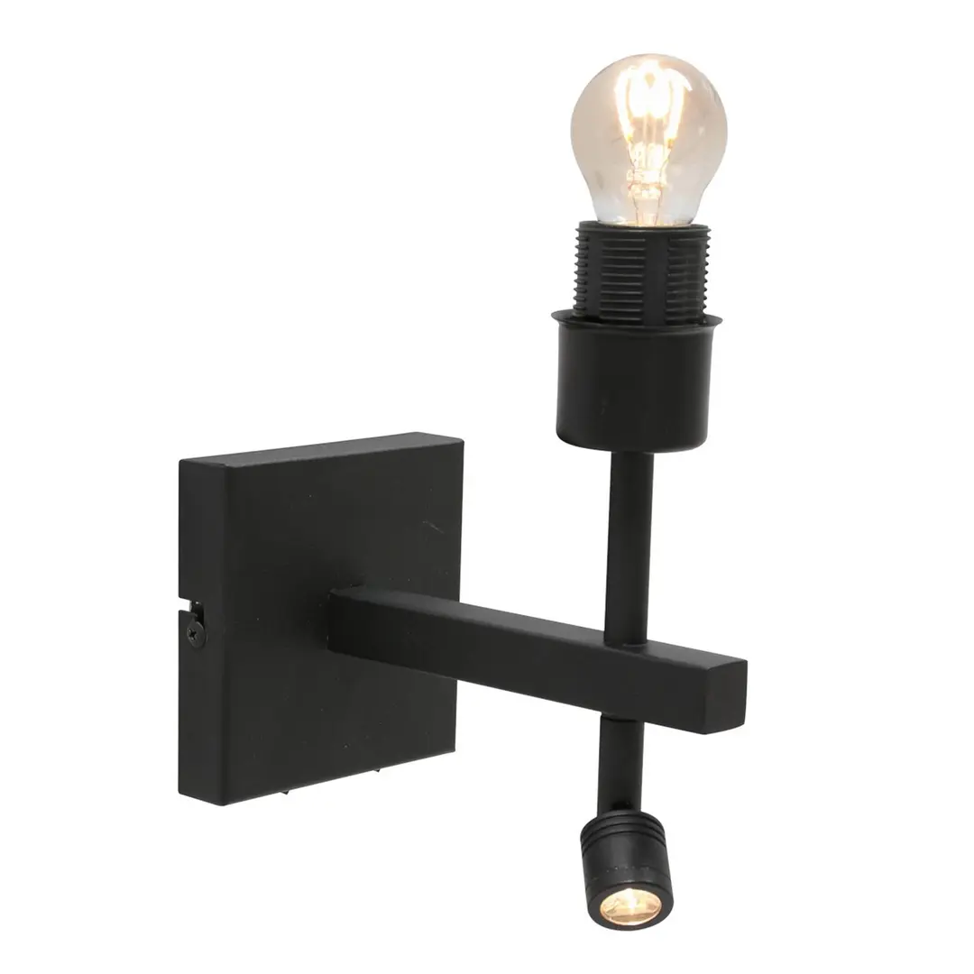 Steinhauer Wandleuchte Stang, LED-Leselicht, Geflecht schwarz/natur